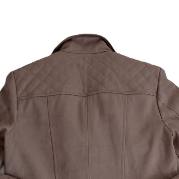 Kut from the Kloth Tan Faux Suede Quilted Panel Moto Jacket Women’s Size Medium - Picture 7 of 16